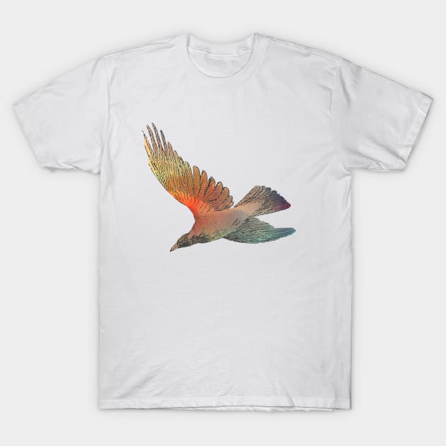 Pretty bird in flight with warm watercolour effect T-Shirt by annaleebeer